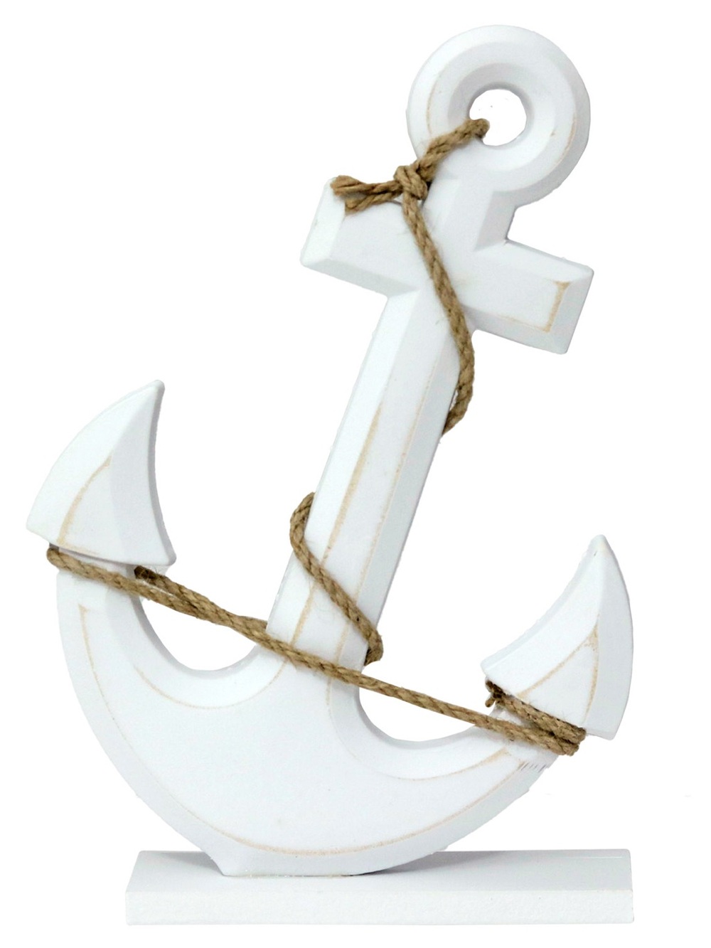 Wood Nautical Anchor Wall Decor jute rope Coastal White Home Accents
